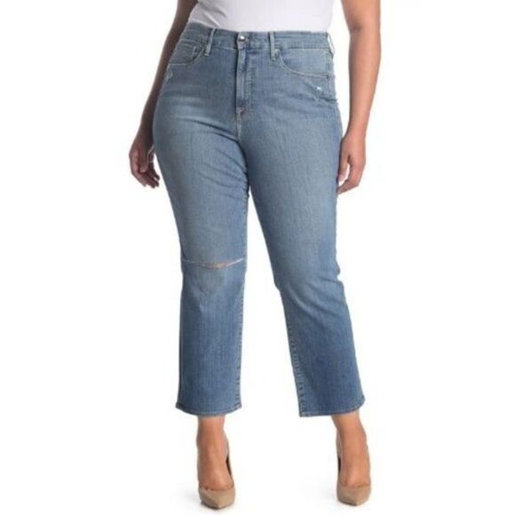 NWT Good American Good Legs Crop Straight Jeans - Picture 1 of 9